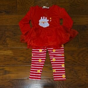 Holiday Cheer Kids Outfit - Red and Gold